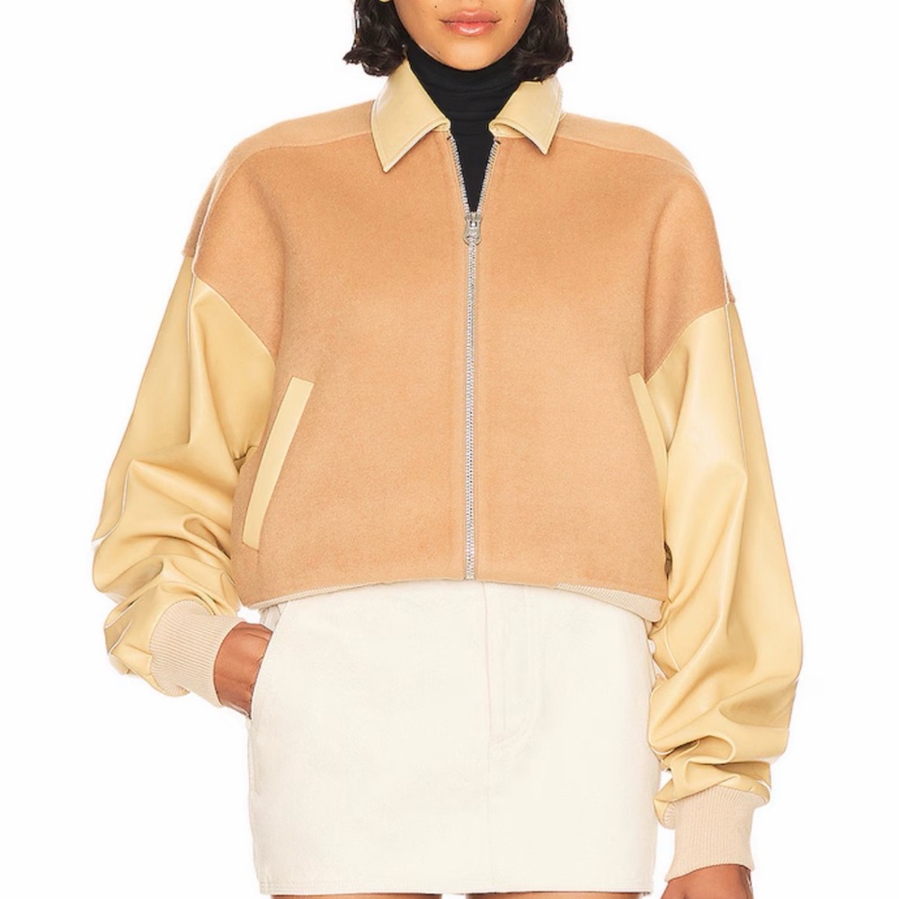 Helsa faux leather/wool bomber jacket